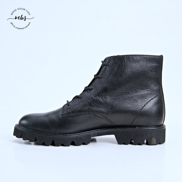 NWOT J. Crew Gwen Lug Sole Lace Up Polished Leather Ankle Boots Black Women 9.5 - Picture 7 of 14